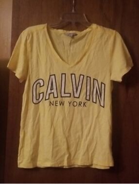 Calvin Klein Jeans Yellow V-Neck Logo Tee